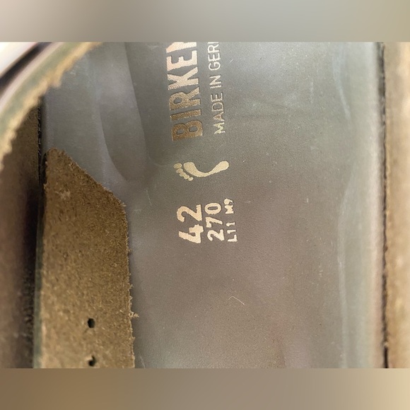 Birkenstock Milano Big Buckle Olive Green Sandals with Gold Hardware Accents W11 - Picture 9 of 11